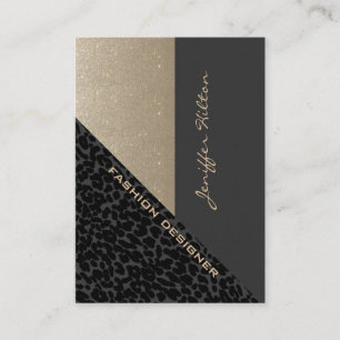 Elegant chic luxury contemporary leopard glittery business card