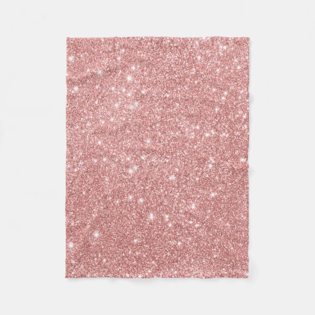 Elegant Chic Luxury Faux Glitter Rose Gold Fleece Blanket (Front)