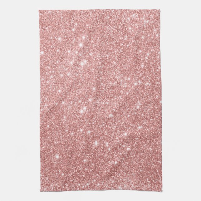 Elegant Chic Luxury Faux Glitter Rose Gold Kitchen Towel (Vertical)