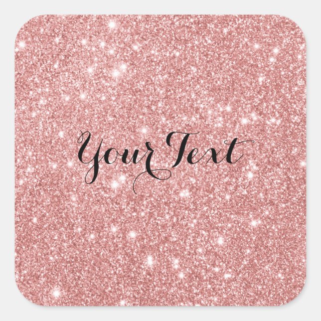 Elegant Chic Luxury Faux Glitter Rose Gold Square Sticker (Front)