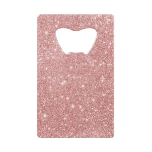 Elegant Chic Luxury Faux Glitter Rose Gold Wallet Bottle Opener