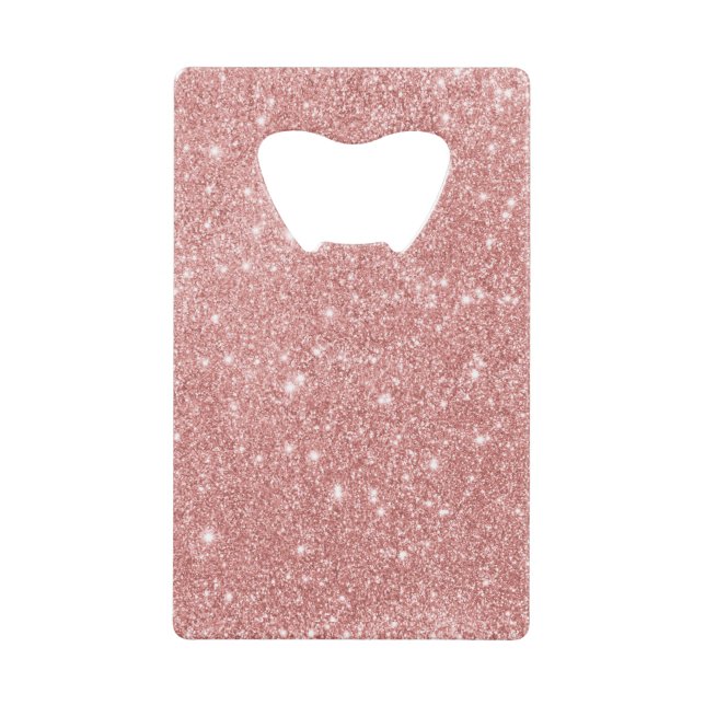 Elegant Chic Luxury Faux Glitter Rose Gold Wallet Bottle Opener (Front)