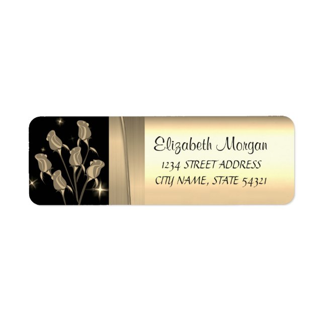 Elegant  Chic Luxury ,Faux Gold,Black,Roses (Front)