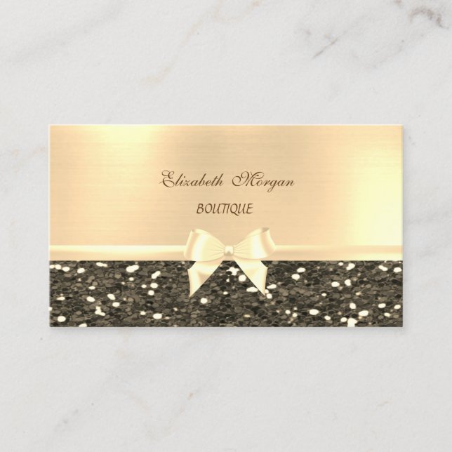 Elegant Chic  Luxury ,Glittery,Ribbon Bow Business Card (Front)
