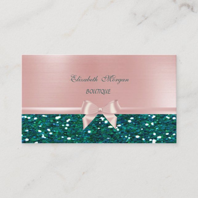 Elegant Chic  Luxury  , Pink Ribbon Bow Business Card (Front)