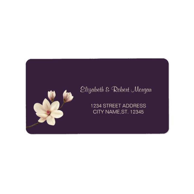 Élégant Chic Magnolia Mariage Étiquette (Devant)