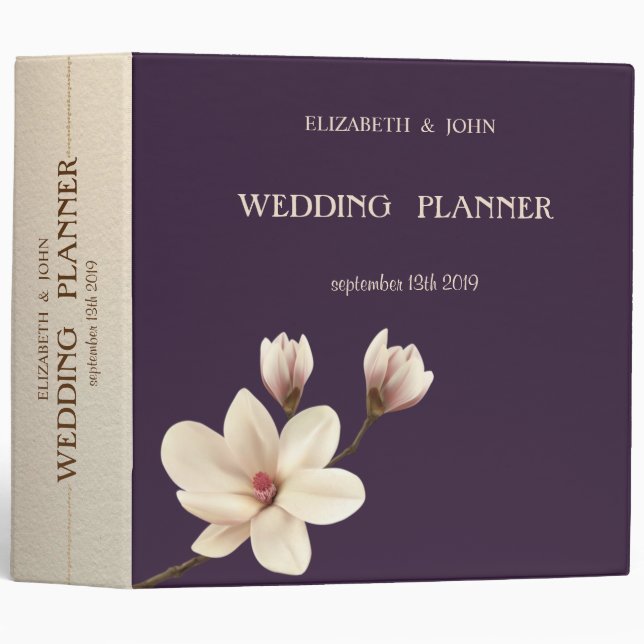Elegant Chic Magnolia Wedding Binder (Front/Spine)
