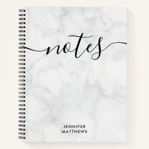 Elegant Chic Marble Personalized Notebook