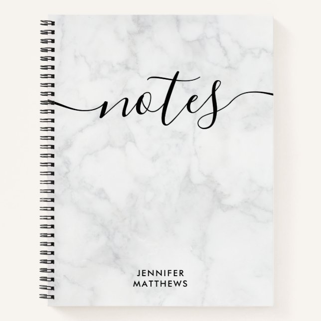 Elegant Chic Marble Personalized Notebook (Front)
