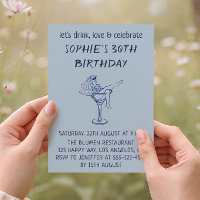 Elegant Chic Martini Glass 30th Birthday