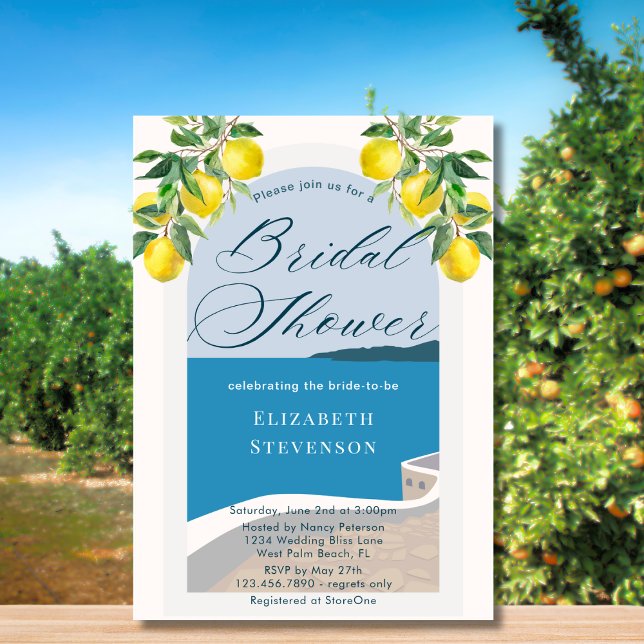 Elegant Chic Mediterranean Coast Bridal Shower  Invitation (Creator Uploaded)