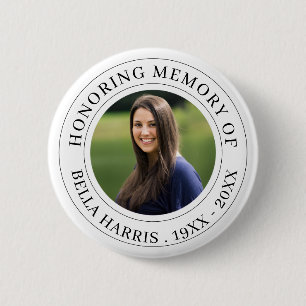 Elegant Chic Memorial Photo Tribute Design 2 Inch Round Button