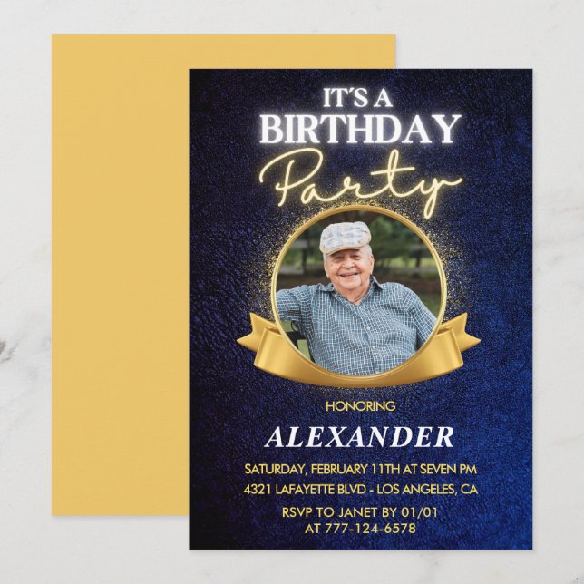 Elegant Chic Men 81st birthday invitations  (Front/Back)