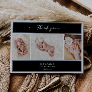 Elegant Chic Minimal Baby Photo Thank You Card