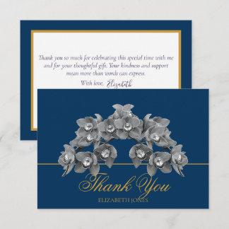 Elegant Chic Modern Black White Orchid Thank You Card