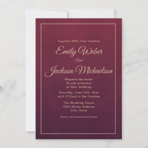 Elegant Chic Modern Burgundy Wedding Invitation