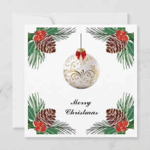 Elegant Chic Modern Colourful Merry Christmas Ball Holiday Card