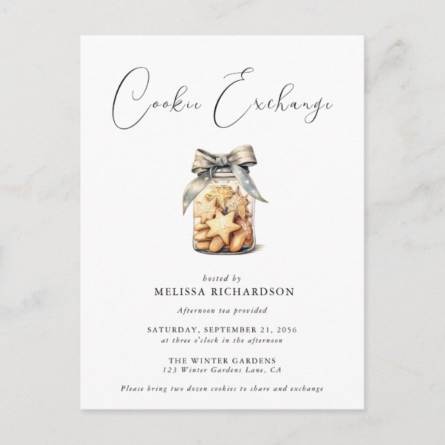 Elegant Chic Modern Cookie Exchange Invitation (Devant)