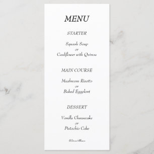 Elegant Chic Modern Minimalist Black and White Menu