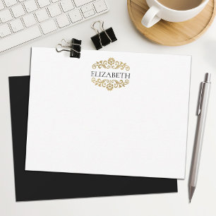 Elegant Chic Modern Monogram Black Gold  Card