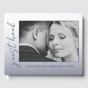 Elegant Chic Modern Navy Blue Wedding Guest Book