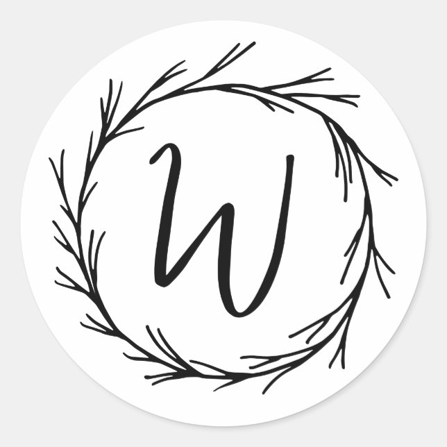 Elegant Chic Modern Simple Chic Monogram Classic Round Sticker (Front)