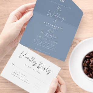 Elegant Chic Modern Simple QR Code Wedding All In One Invitation