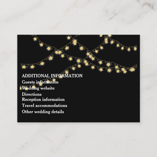 Elegant Chic Modern String Lights Wedding Enclosur Enclosure Card (Front)