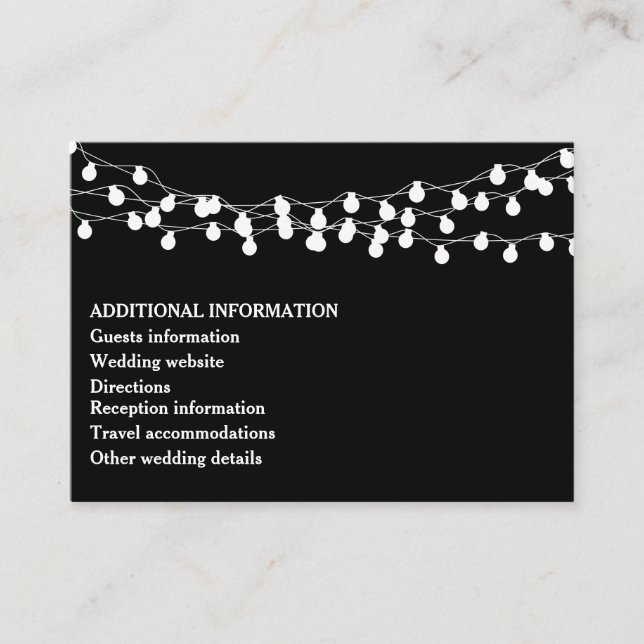 Elegant Chic Modern String Lights Wedding Enclosure Card (Front)