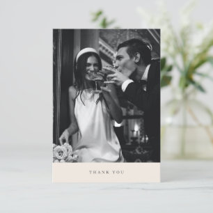 Elegant Chic Modern Typography Photo Wedding Ivory Thank You Card