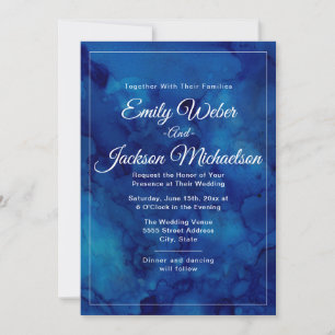 Élégant Chic Moderne Invitation de Mariage Bleu Nu