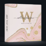 Elegant Chic Monogram Pink Gold Glitter Marble Binder<br><div class="desc">Elegant Stylish Chic Monogram Script Name Pink Gold Glitter Marble Planner. Personalize yours today!</div>