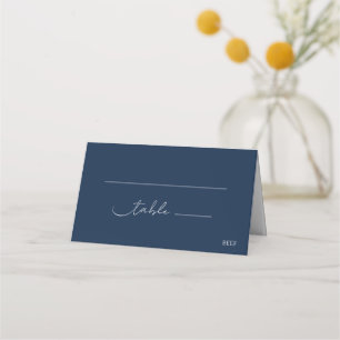 Elegant Chic Navy Blue Modern Script Wedding Place Card