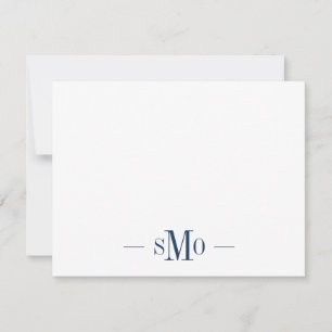 Elegant Chic Navy Blue Monogram 3 Initials  Card