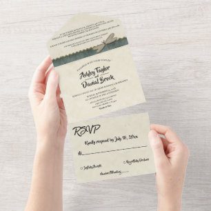 Elegant Chic Ornate Classy Formal Modern Wedding All In One Invitation