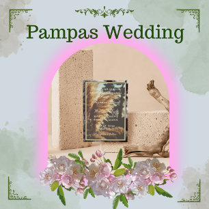 Élégant Chic Pampas Grass Boho Faire-part de maria