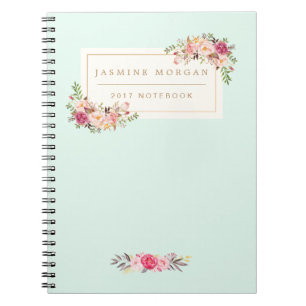 Elegant Chic Pastel Watercolor Floral Boutique Notebook