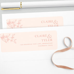 Elegant Chic Peach Mariage Adresse de retour