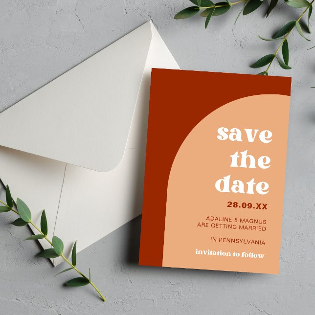 Elegant Chic Peach Terracotta Arch Boho Wedding Save The Date (Creator Uploaded)