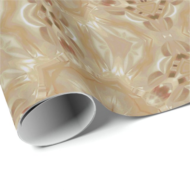 Elegant Chic Pearl Peach Kaleidoscopic Star Flower Wrapping Paper (Roll Corner)