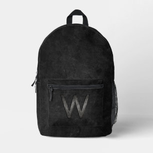  Elegant Chic Personalized Monogram Charcoal Black Printed Backpack