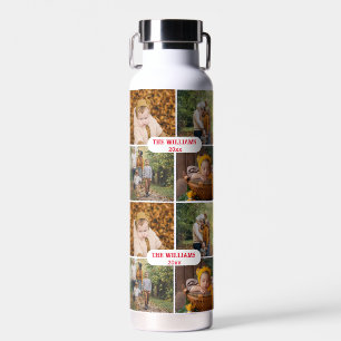 elegant chic personalized photos collage pattern water bottle