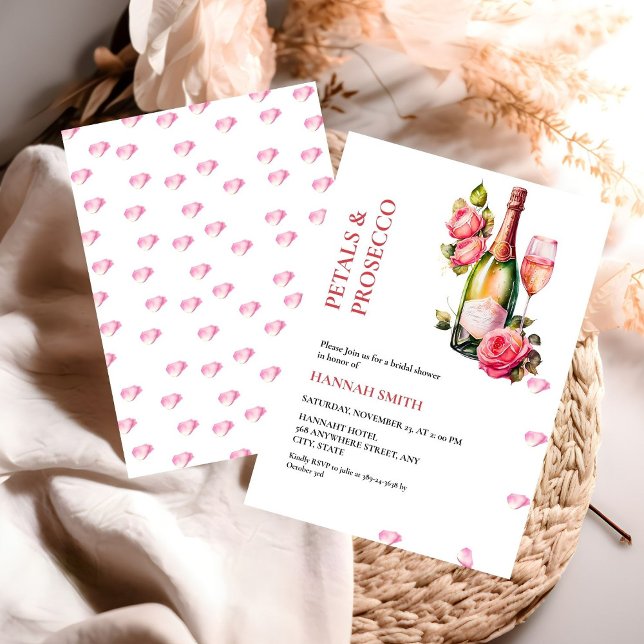 Elegant & Chic Petals and Prosecco Bridal Shower Invitation (Creator Uploaded)