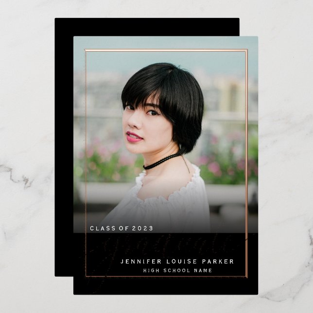 Elegant Chic Photo Graduation ROSE GOLD (Front/Back)
