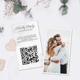 Elegant chic photo QR Code online RSVP Enclosure Card