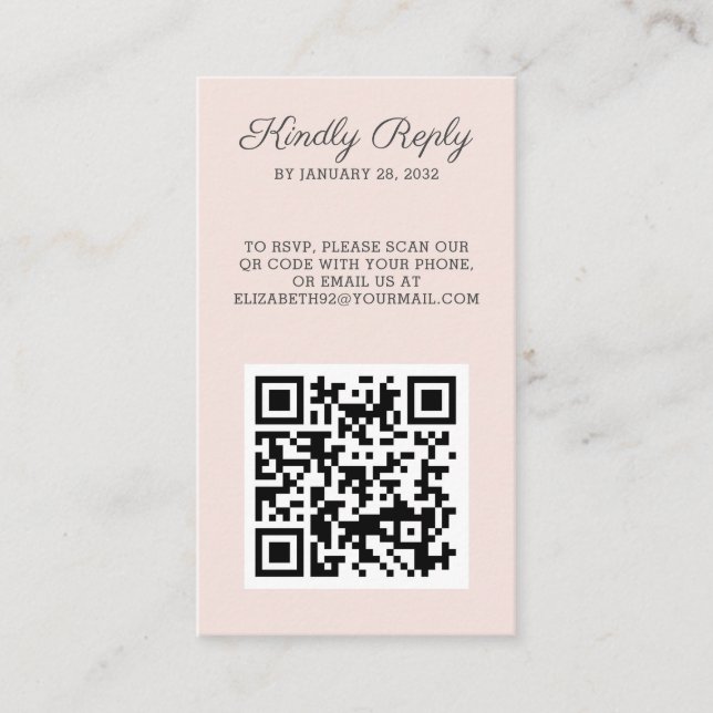 Elegant chic photo QR Code online RSVP  Enclosure Card (Front)