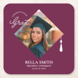 Elegant Chic Photo Script Graduation Party Custom  Square Paper Coaster<br><div class="desc">This custom graduation party square coaster featuring elegant,  chic and modern script calligraphy and stylized photo design,  add your personalized photo and information to make it unique and memorable. Perfect for high school,  college,  and / or university celebrations.</div>