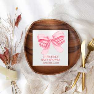 Elegant & Chic Pink Bow Girl Baby Shower Napkin