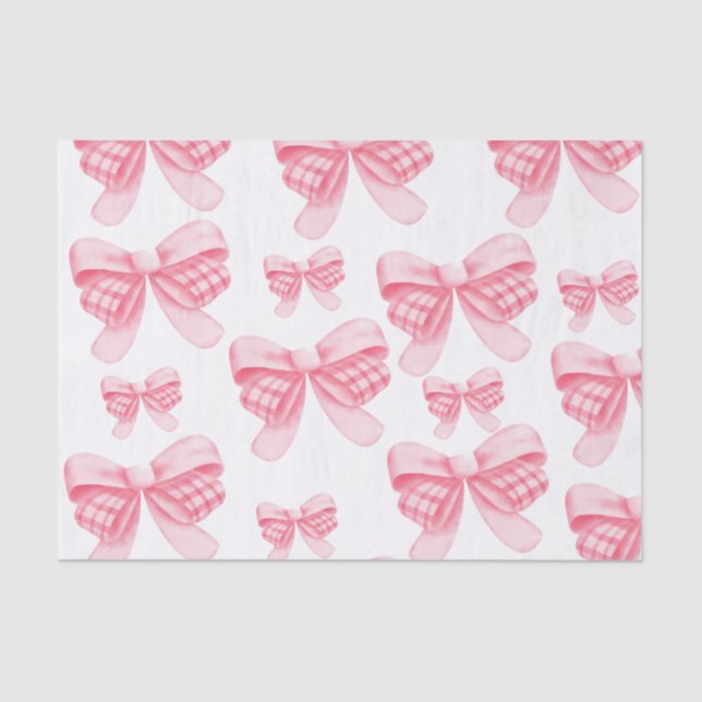 Elegant & Chic Pink Bow Girl Baby Shower Tissue Paper (Front)