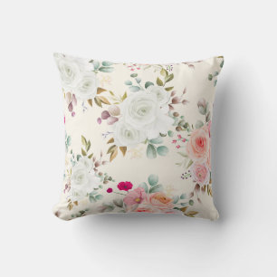 Elegant chic pink  floral throw pillow